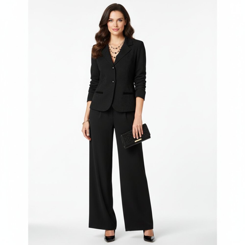 Chic Vintage Glam: FOCUS 2000 Black & Silver Sparkle Evening Blazer, Size 12